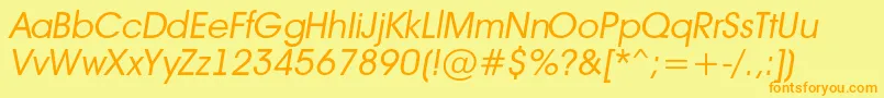 フォントAvanteintBookitalic – オレンジの文字が黄色の背景にあります。
