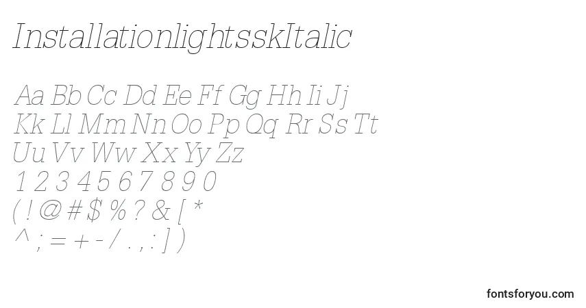A fonte InstallationlightsskItalic – alfabeto, números, caracteres especiais