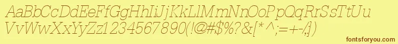 InstallationlightsskItalic Font – Brown Fonts on Yellow Background