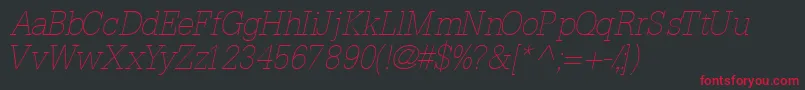 InstallationlightsskItalic Font – Red Fonts on Black Background