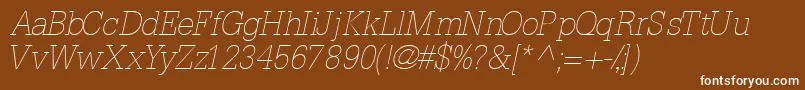 InstallationlightsskItalic Font – White Fonts on Brown Background