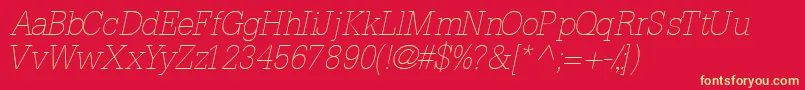 InstallationlightsskItalic Font – Yellow Fonts on Red Background