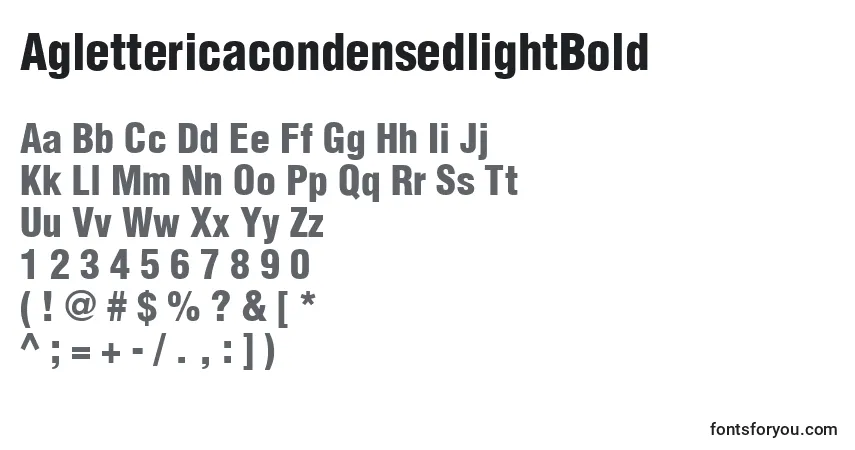 Czcionka AglettericacondensedlightBold – alfabet, cyfry, specjalne znaki