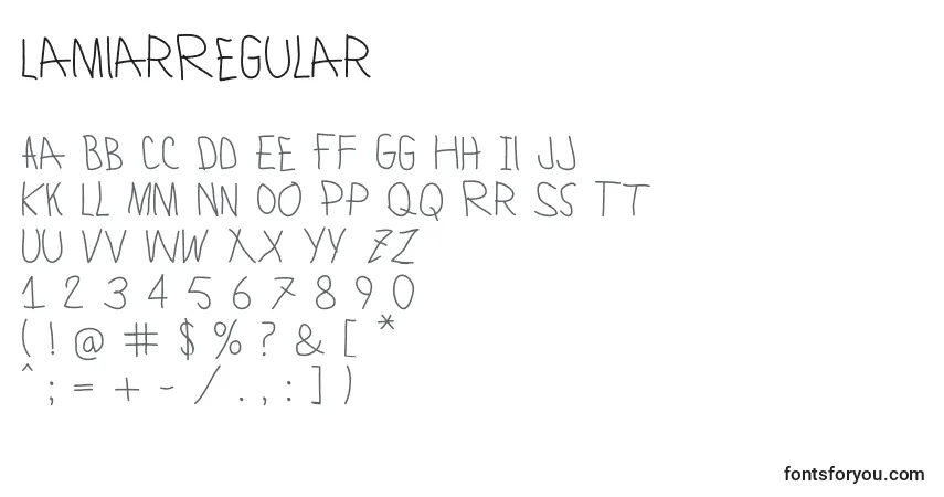 A fonte LamiarRegular (85665) – alfabeto, números, caracteres especiais
