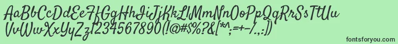 SatisfyRegular Font – Black Fonts on Green Background