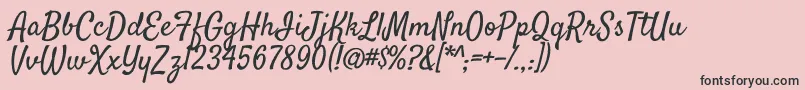 SatisfyRegular-fontti – mustat fontit vaaleanpunaisella taustalla