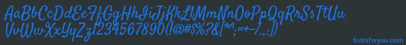 Шрифт SatisfyRegular – синие шрифты на чёрном фоне