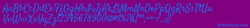 SatisfyRegular Font – Blue Fonts on Purple Background