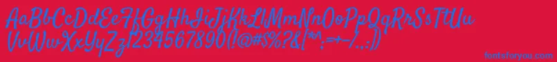 フォントSatisfyRegular – 赤い背景に青い文字