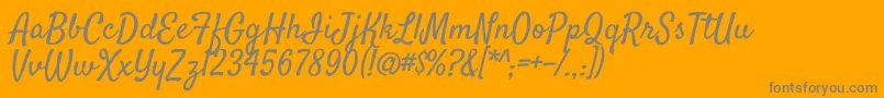 フォントSatisfyRegular – オレンジの背景に灰色の文字