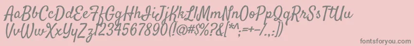 フォントSatisfyRegular – ピンクの背景に灰色の文字