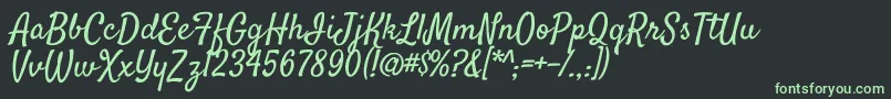 フォントSatisfyRegular – 黒い背景に緑の文字