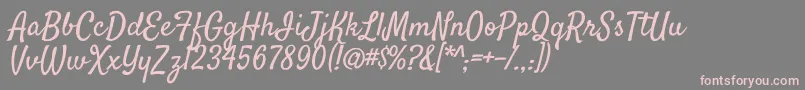 フォントSatisfyRegular – 灰色の背景にピンクのフォント