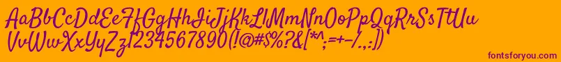 SatisfyRegular Font – Purple Fonts on Orange Background