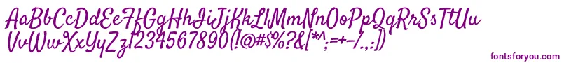 フォントSatisfyRegular – 白い背景に紫のフォント