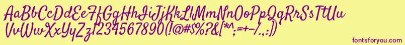 SatisfyRegular Font – Purple Fonts on Yellow Background