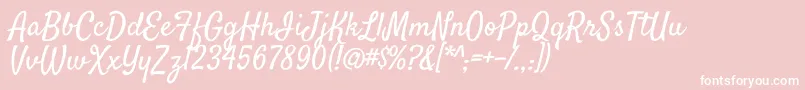 フォントSatisfyRegular – ピンクの背景に白い文字