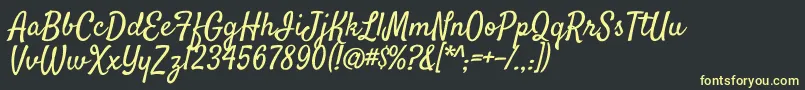 SatisfyRegular-fontti – keltaiset fontit mustalla taustalla