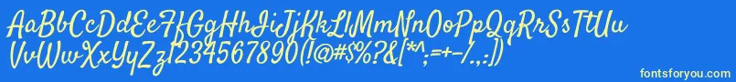 SatisfyRegular Font – Yellow Fonts on Blue Background