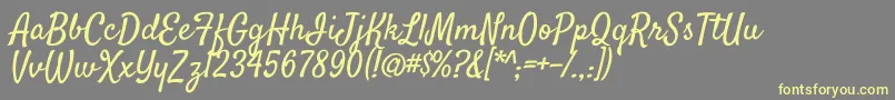 SatisfyRegular-fontti – keltaiset fontit harmaalla taustalla