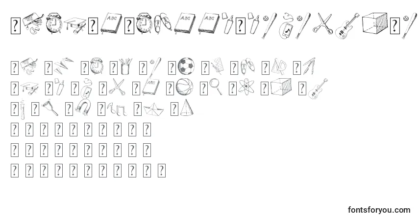 Schriftart BackToSchoolElementsDemo – Alphabet, Zahlen, spezielle Symbole