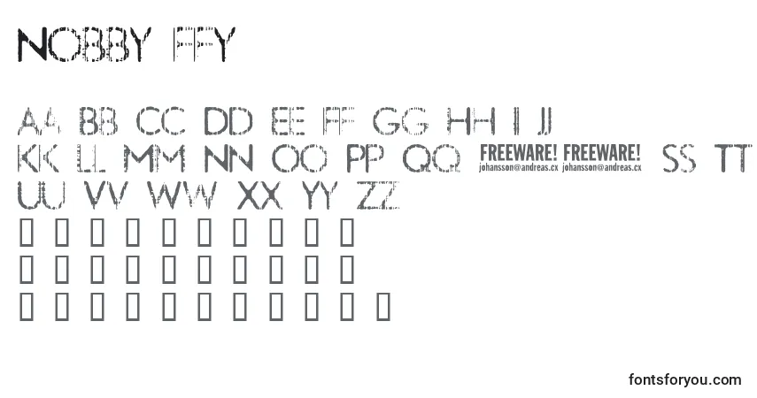 Schriftart Nobby ffy – Alphabet, Zahlen, spezielle Symbole