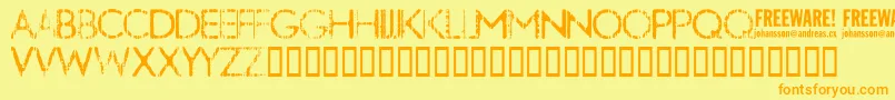 フォントNobby ffy – オレンジの文字が黄色の背景にあります。