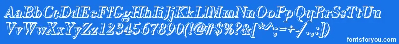 BodonishItalic-Schriftart – Weiße Schriften auf blauem Hintergrund