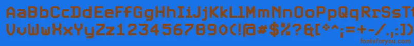 フォントExpoBold – 茶色の文字が青い背景にあります。