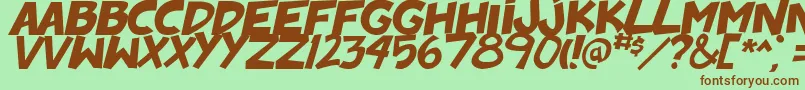 Fonte BadonkADonk2Italic – fontes marrons em um fundo verde