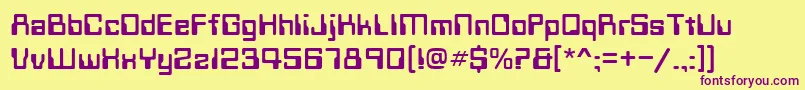 Techno28 Font – Purple Fonts on Yellow Background