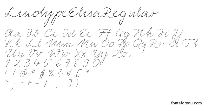 A fonte LinotypeElisaRegular – alfabeto, números, caracteres especiais