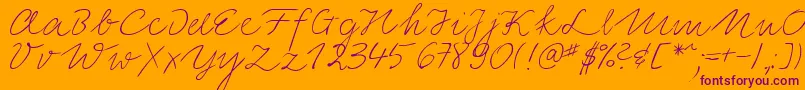 LinotypeElisaRegular-Schriftart – Violette Schriften auf orangefarbenem Hintergrund
