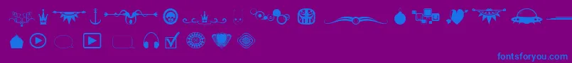 Ornamentmix-Schriftart – Blaue Schriften auf violettem Hintergrund