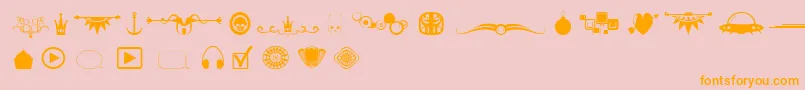 Ornamentmix-Schriftart – Orangefarbene Schriften auf rosa Hintergrund