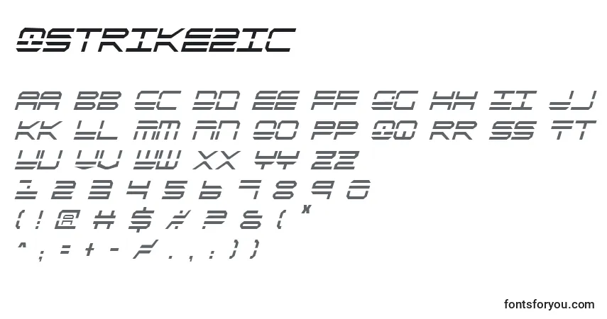 A fonte Qstrike2ic – alfabeto, números, caracteres especiais