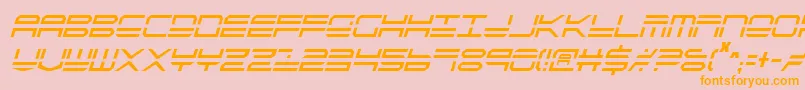 フォントQstrike2ic – オレンジの文字がピンクの背景にあります。