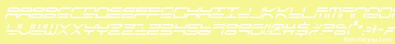 Qstrike2ic-Schriftart – Weiße Schriften auf gelbem Hintergrund