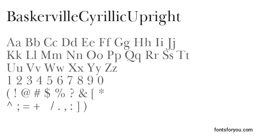 Czcionka BaskervilleCyrillicUpright – alfabet, cyfry, specjalne znaki