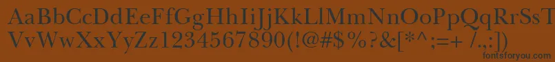 Czcionka BaskervilleCyrillicUpright – czarne czcionki na brązowym tle