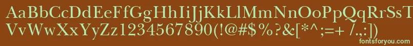 BaskervilleCyrillicUpright-Schriftart – Grüne Schriften auf braunem Hintergrund