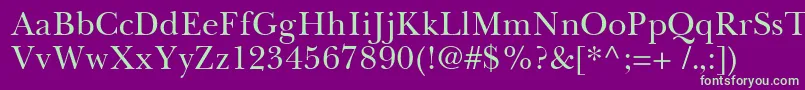 BaskervilleCyrillicUpright Font – Green Fonts on Purple Background