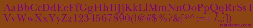 BaskervilleCyrillicUpright Font – Purple Fonts on Brown Background