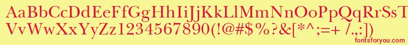 BaskervilleCyrillicUpright-fontti – punaiset fontit keltaisella taustalla