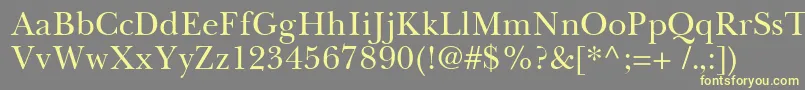 BaskervilleCyrillicUpright-fontti – keltaiset fontit harmaalla taustalla