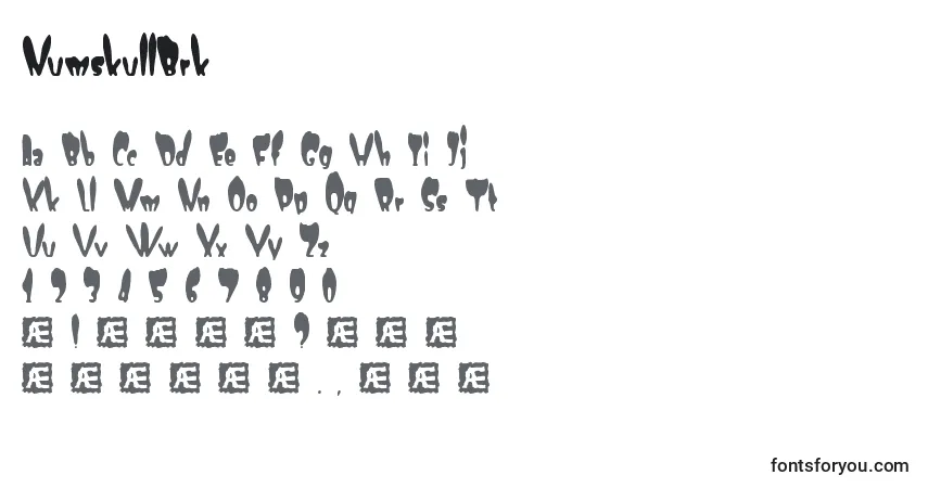 A fonte NumskullBrk – alfabeto, números, caracteres especiais