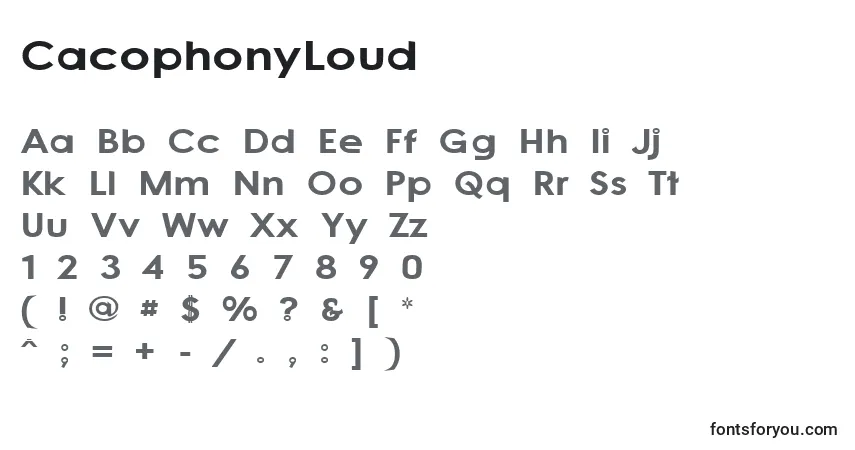 CacophonyLoud-fontti – aakkoset, numerot, erikoismerkit