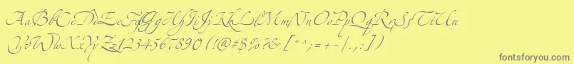 フォントZeferinoThree – 黄色の背景に灰色の文字