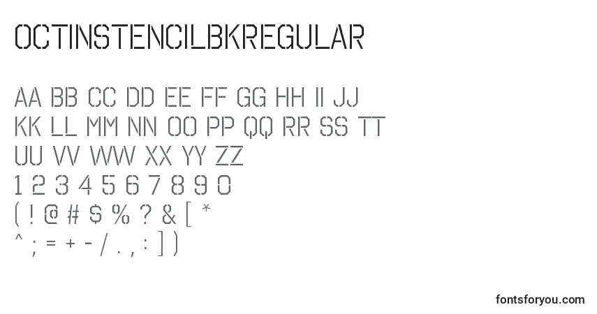 A fonte OctinstencilbkRegular – alfabeto, números, caracteres especiais