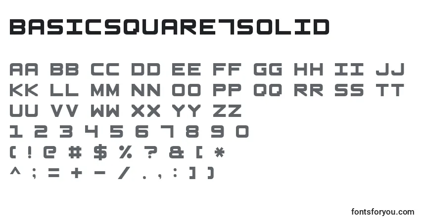 Czcionka BasicSquare7Solid – alfabet, cyfry, specjalne znaki